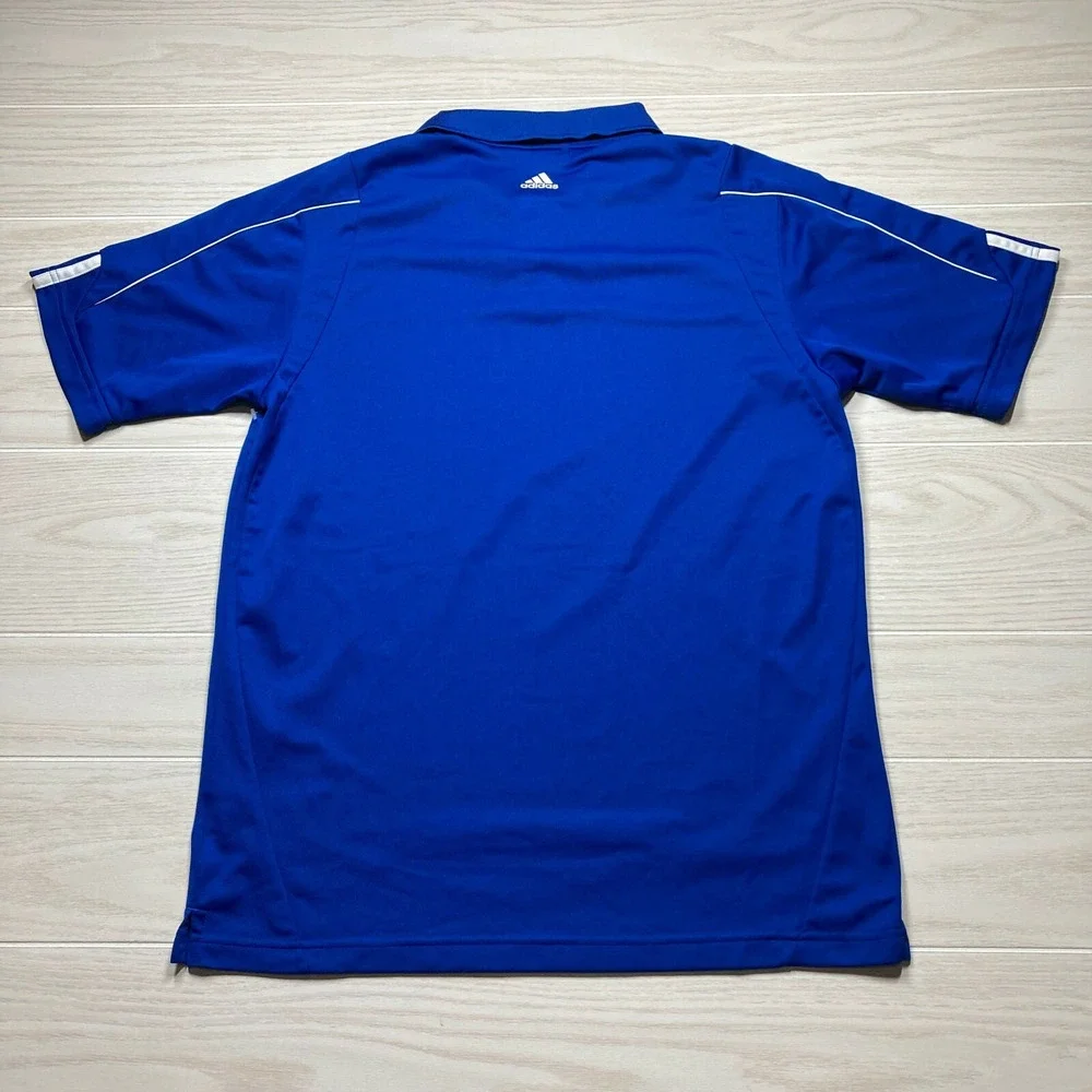 2 Adidas Men's ClimaLite‎ Three Stripe Polo Golf Shirts Blue Size Medium